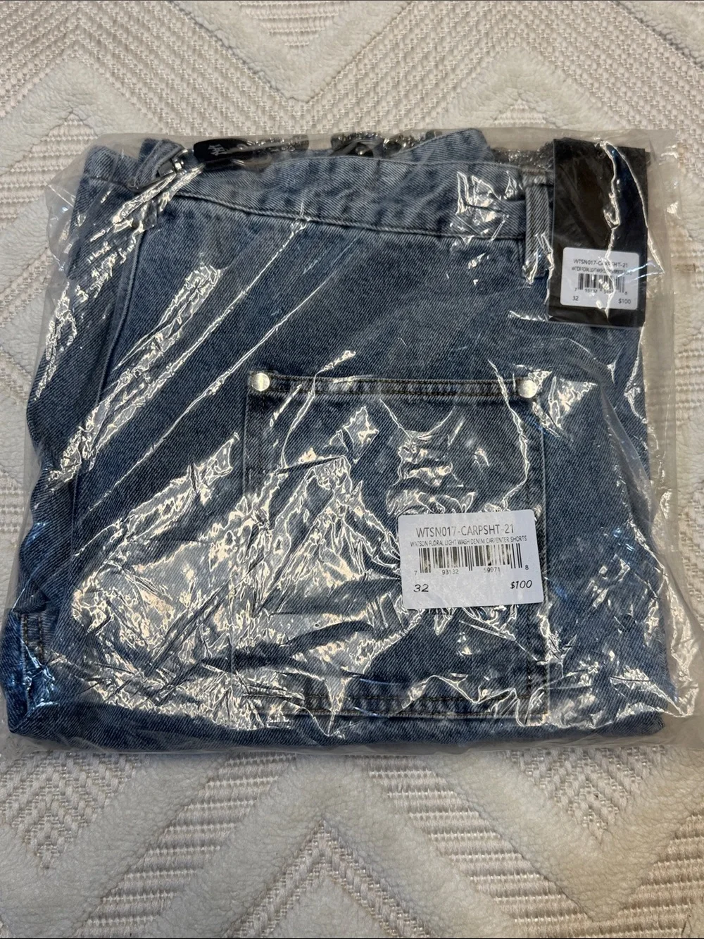 WATSON FLORAL LIGHT WASH DENIM CARPENTER SHORTS